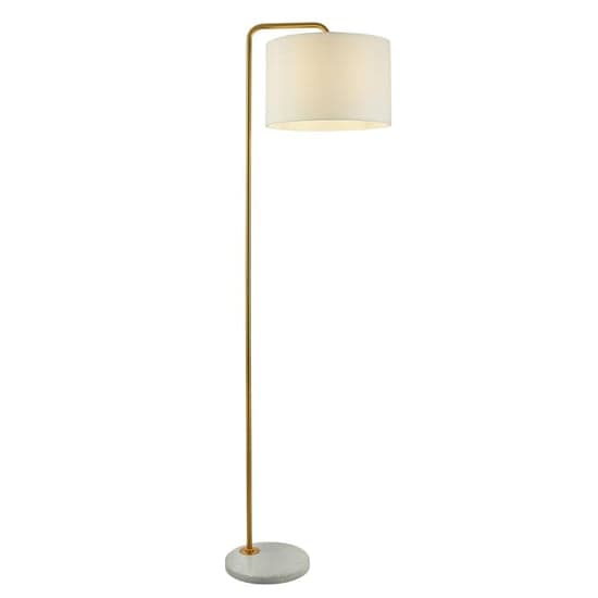 Gallow White Fabric Shade Floor Lamp With Marble Base In Gold_2