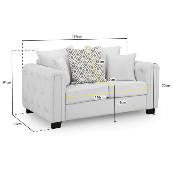 Grazed Fabric 2 Seater Sofa In Light Grey_6