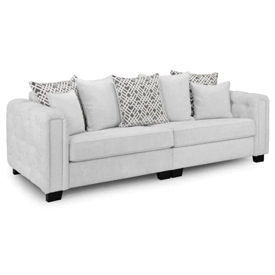 Grazed Fabric 4 Seater Sofa In Light Grey_1