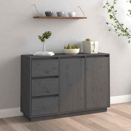 Galvin Pinewood Sideboard With 2 Doors 3 Drawers In Grey_1