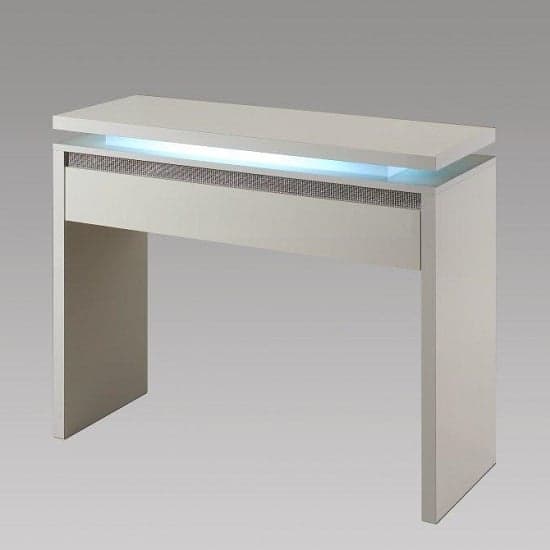 Garde Console Table In White Gloss And Diamante With Lights_1