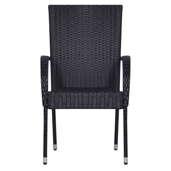 Garima Outdoor Set Of 4 Poly Rattan Dining Chairs In Black_2
