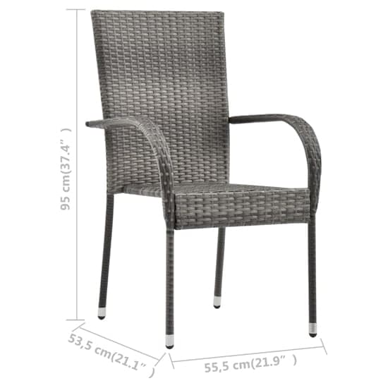 Garima Outdoor Set Of 4 Poly Rattan Dining Chairs In Grey_3
