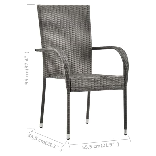 Garima Outdoor Set Of 6 Poly Rattan Dining Chairs In Grey_3