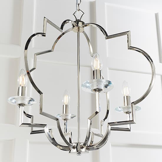 Garland 4 Lights Glass Ceiling Pendant Light In Polished Nickel_5