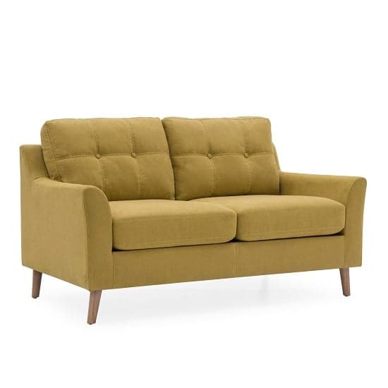 Garrick Fabric 2 Seater Sofa In Citrus With Wooden Legs_2