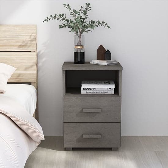 Garza Solid Pinewood Bedside Cabinet In Light Grey_1