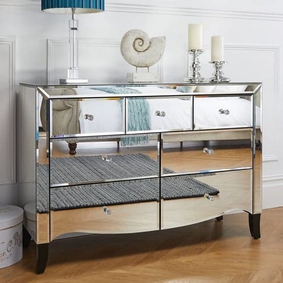 Gatsby Mirrored Wide Chest Of Drawers With 7 Drawers