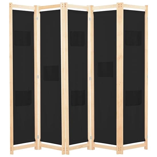 Gavyn Fabric 5 Panels 200cm x 170cm Room Divider In Black_1