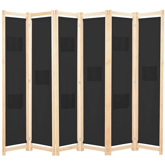 Gavyn Fabric 6 Panels 240cm x 170cm Room Divider In Black_1