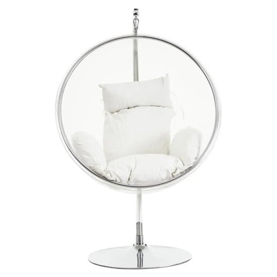 Gazit Clear Swing Seat Hanging Chair With Cream Cushions_2