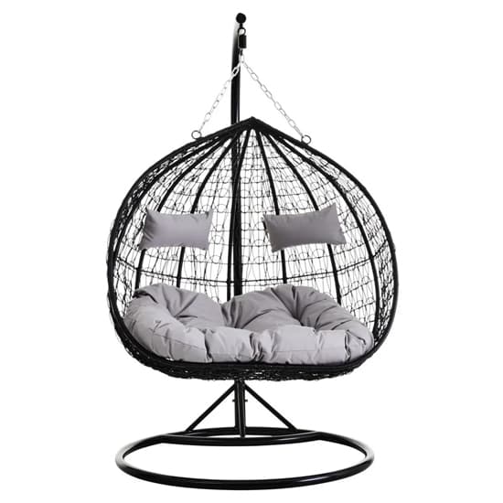Gazit Outdoor Double Hanging Chair With Round Base In Black_2