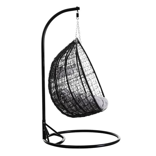 Gazit Outdoor Double Hanging Chair With Round Base In Black_3