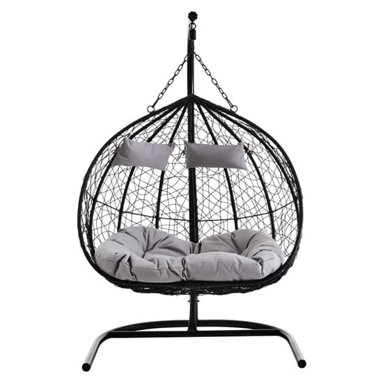 Gazit Outdoor Double Hanging Chair With U Shaped Base In Black_2