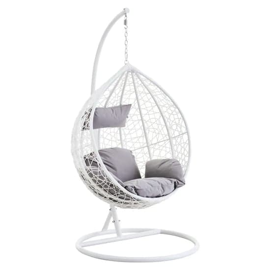 Gazit Outdoor Single Hanging Chair With Round Base In White_1