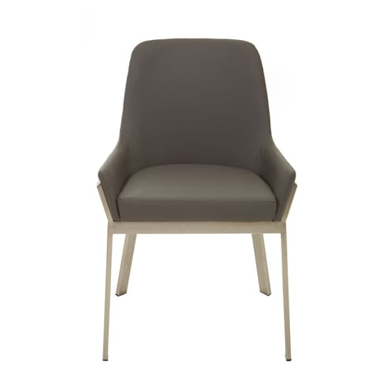 Gdynia Wooden Dining Chair With Silver Frame In Grey_3