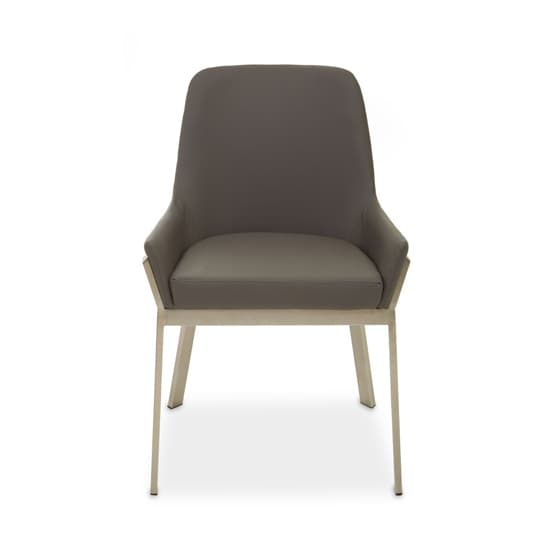 Gdynia Wooden Dining Chair With Silver Frame In Grey_4