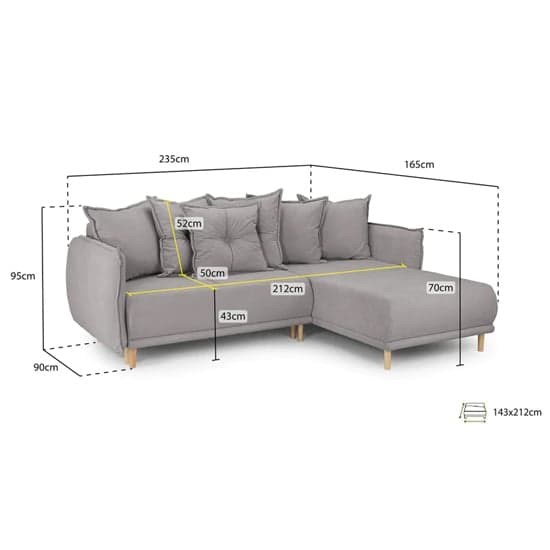 Gela Corner Fabric Sofa Bed In Grey_6