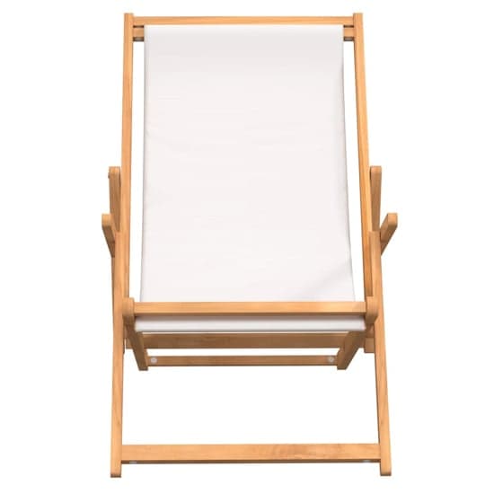 Gella Teak Wood Beach Folding Chair With Cream Fabric Seat_3