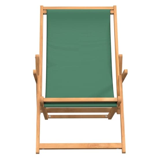 Gella Teak Wood Beach Folding Chair With Green Fabric Seat_3