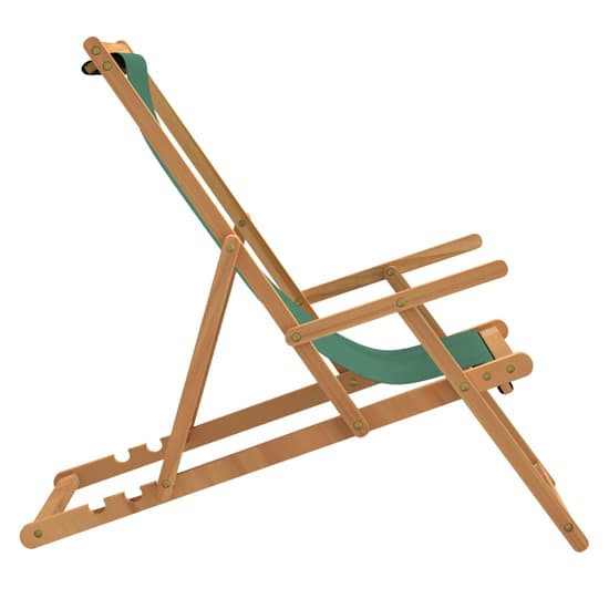 Gella Teak Wood Beach Folding Chair With Green Fabric Seat_4