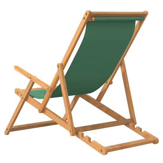 Gella Teak Wood Beach Folding Chair With Green Fabric Seat_5