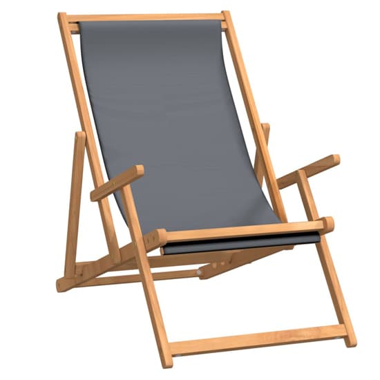 Gella Teak Wood Beach Folding Chair With Grey Fabric Seat_2
