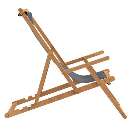 Gella Teak Wood Beach Folding Chair With Grey Fabric Seat_4