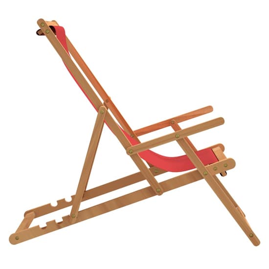 Gella Teak Wood Beach Folding Chair With Red Fabric Seat_4