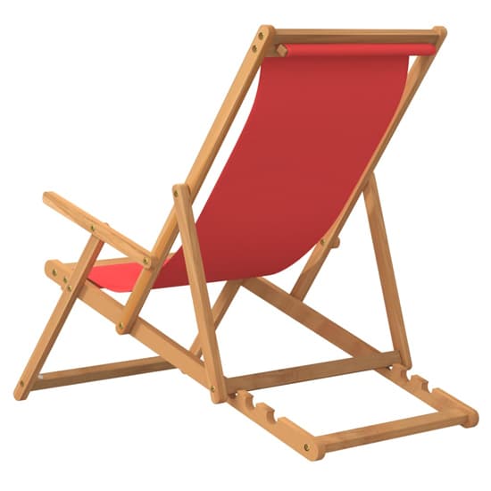 Gella Teak Wood Beach Folding Chair With Red Fabric Seat_5