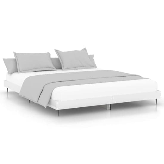 Gemma High Gloss Double Bed In White With Black Metal Legs_2