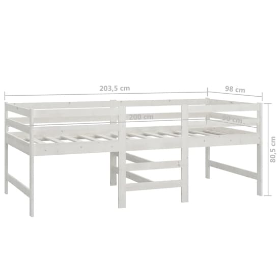 Gemma Solid Pine Wood Single Bunk Bed In White_6