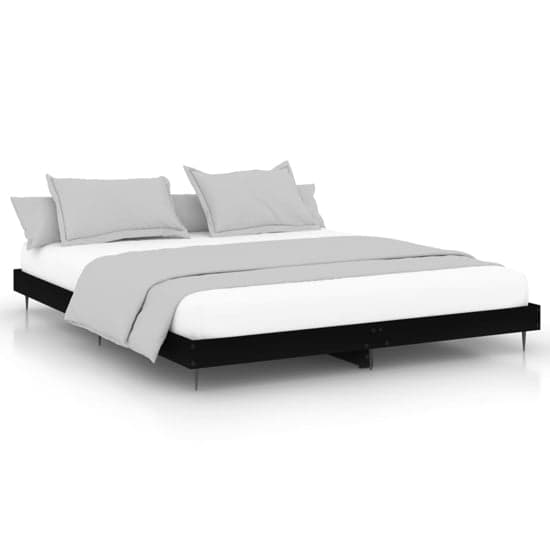 Gemma Wooden Double Bed In Black With Black Metal Legs_2