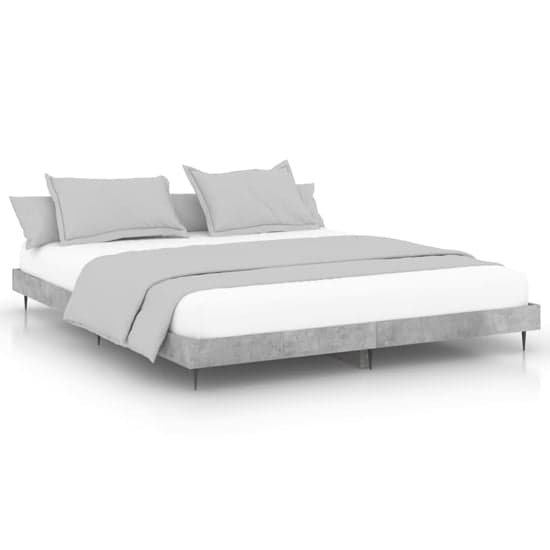 Gemma Wooden Double Bed In Concrete Effect With Black Legs_2