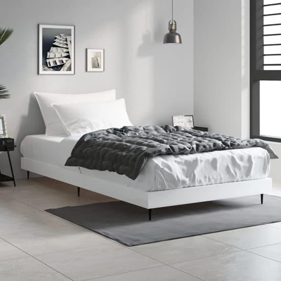 Gemma Wooden Single Bed In White With Black Metal Legs_1