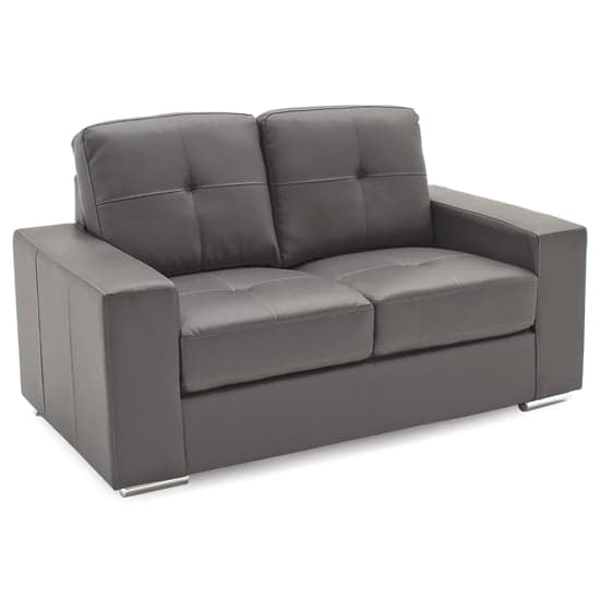 Gemonian Bonded Leather 2 Seater Sofa In Grey_2