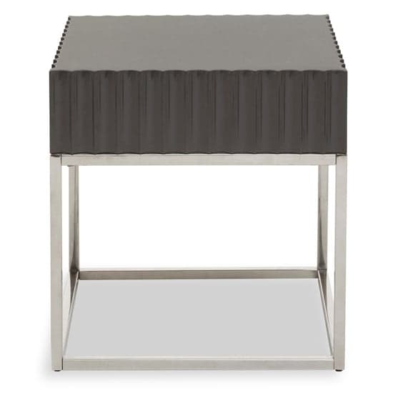 Genera Square High Gloss End Table With Silver Frame In Grey_1