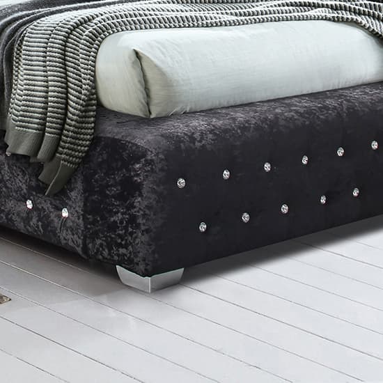 Geneva Crushed Velvet King Size Bed In Black Furniture in Fashion