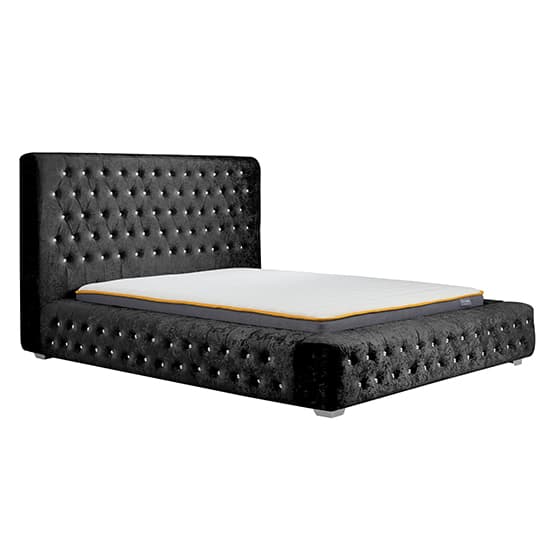 Geneva Crushed Velvet King Size Bed In Black Furniture in Fashion