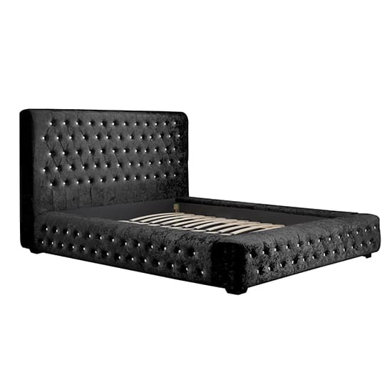 Geneva Crushed Velvet King Size Bed In Black Furniture in Fashion