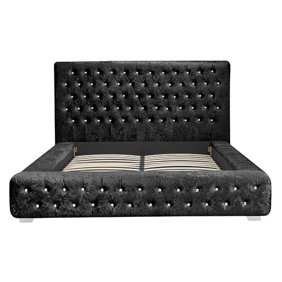 Geneva Crushed Velvet King Size Bed In Black Furniture in Fashion