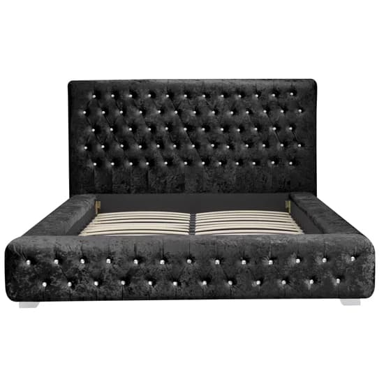 Geneva Fabric Double Bed In Black Crushed Velvet_6