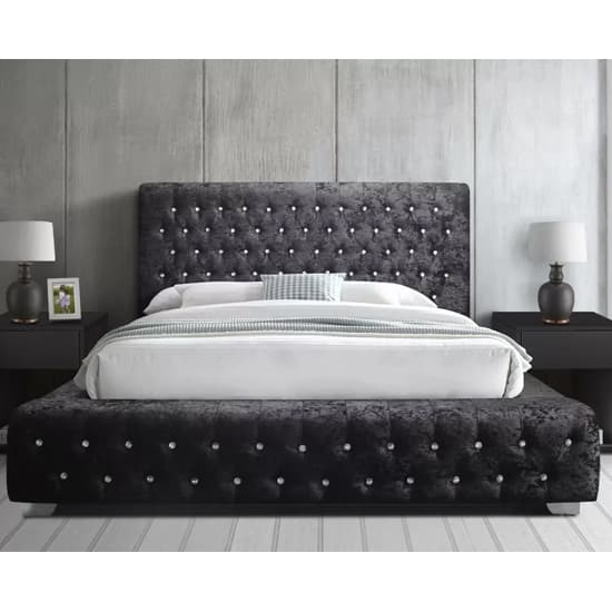 Geneva Fabric King Size Bed In Black Crushed Velvet_2