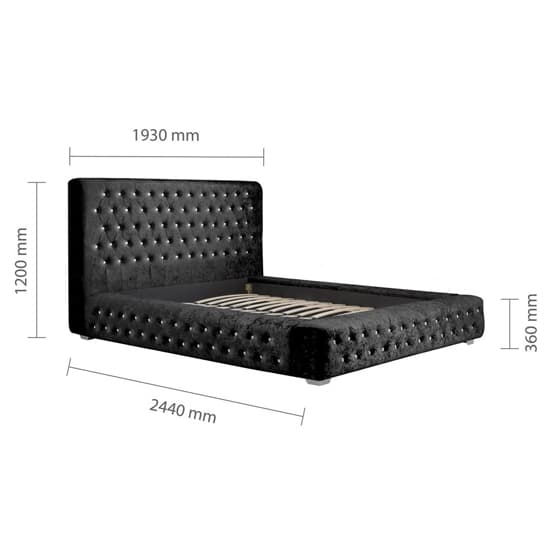 Geneva Fabric King Size Bed In Black Crushed Velvet_8