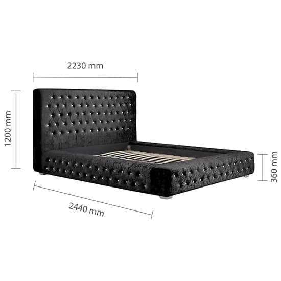 Geneva Fabric Super King Size Bed In Black Crushed Velvet_8