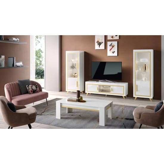Geneva High Gloss Coffee Table In White And Gold_2