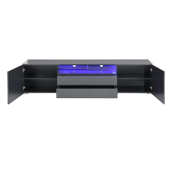 Genie Wide High Gloss TV Stand In Grey With LED Lighting_4