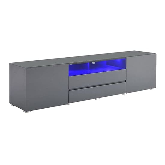 Genie Wide High Gloss TV Stand In Grey With LED Lighting_5