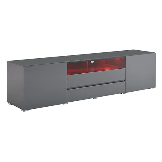 Genie Wide High Gloss TV Stand In Grey With LED Lighting_6