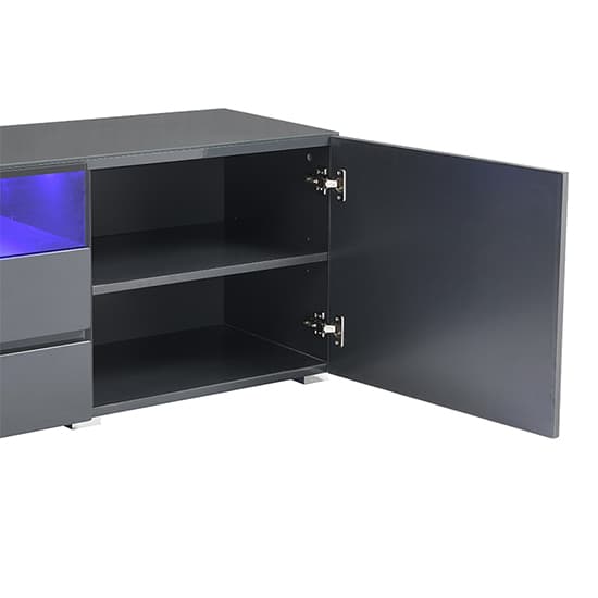 Genie Wide High Gloss TV Stand In Grey With LED Lighting_11